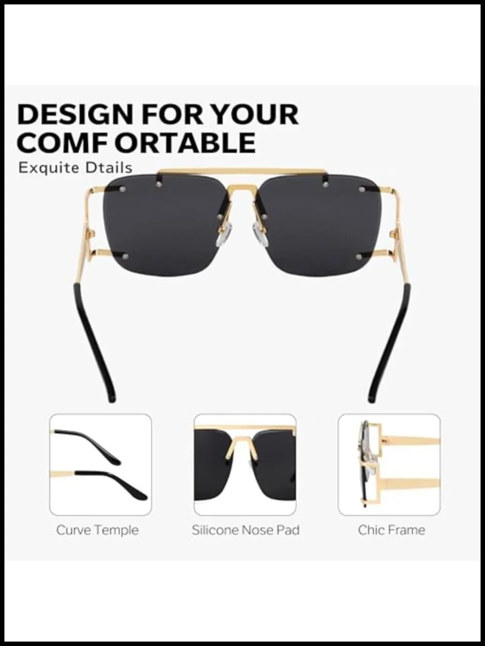 Oversized Square Aviator Sunglasses Women UV400 Metal Frame Retro Pilot Shades